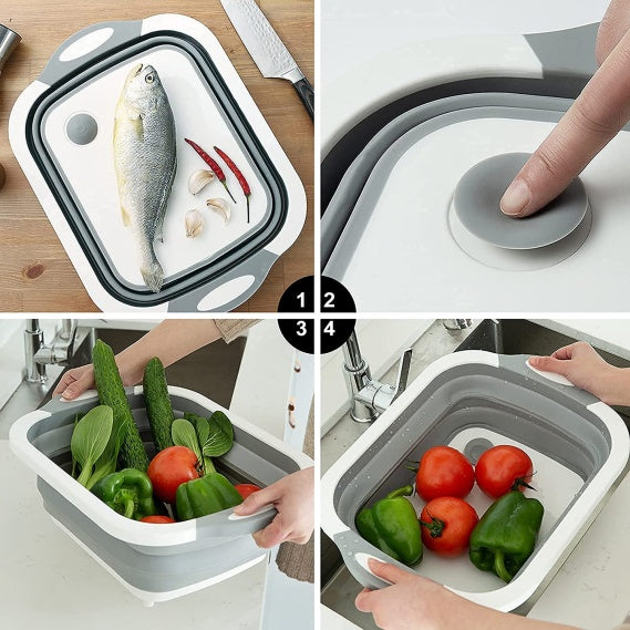 💥 New for 2025 🔄 Folding Cutting Board · Multifunctional Vegetable Drain