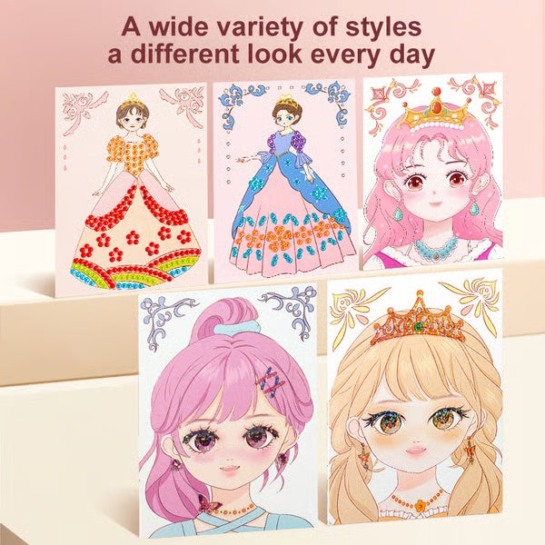 💥 The Best Gift 🎁 Special Diamond Painting & Princess Book Makeup Craft Kits Foil Art Books Set Play on Paper