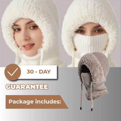 💥 Winter Hot Selling ❄️ Women’s Thermal Knit Hood – Fleece-Lined Winter Hat, Neck Warmer & Face Cover Combo