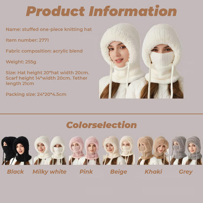 💥 Winter Hot Selling ❄️ Women’s Thermal Knit Hood – Fleece-Lined Winter Hat, Neck Warmer & Face Cover Combo