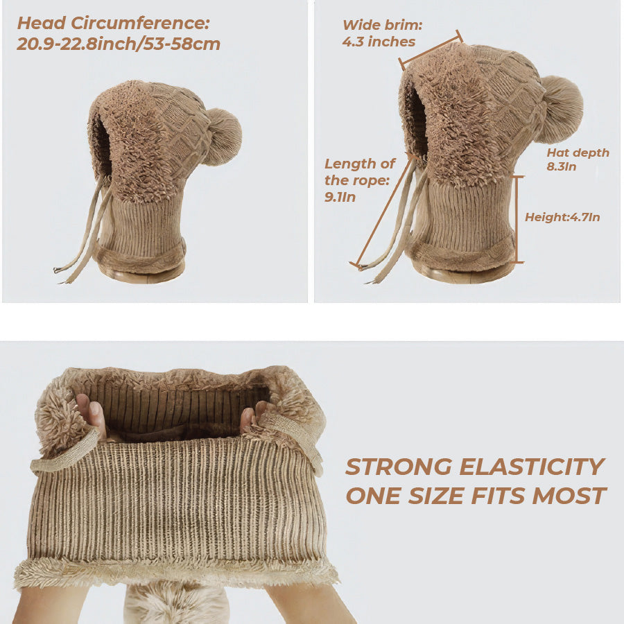 💥 Winter Hot Selling ❄️ Women’s Thermal Knit Hood – Fleece-Lined Winter Hat, Neck Warmer & Face Cover Combo