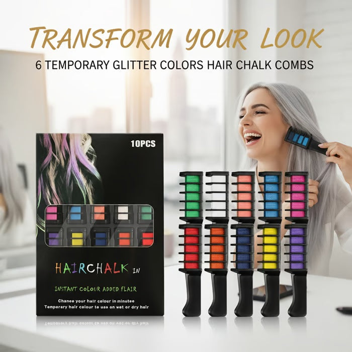 🎁 Holiday Special 🌈 Festive Fun Hair Chalk Combs