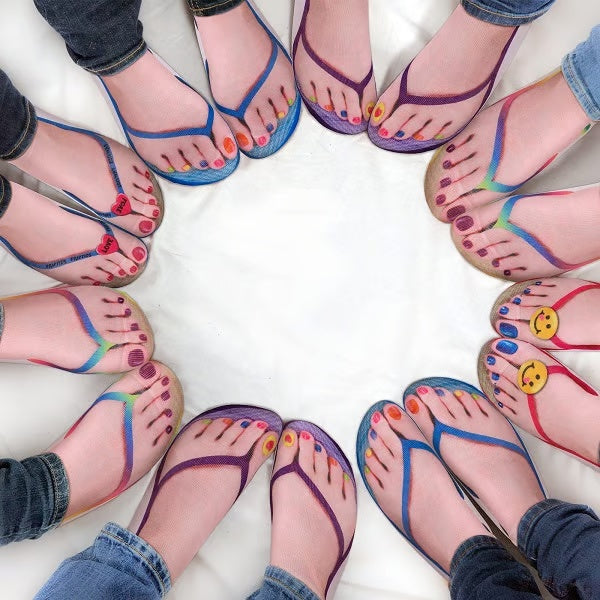 🎁 The Best Gift 🎉 Women Manicure Print Flip Flop Socks