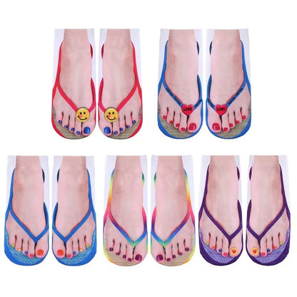 🎁 The Best Gift 🎉 Women Manicure Print Flip Flop Socks