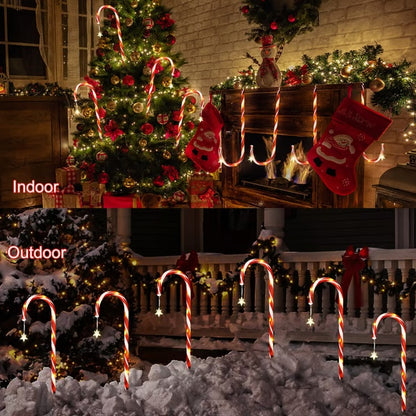 🎁 Holiday Special 50% OFF ⛄ Solar-powered Christmas candy canes with stars and snowflakes