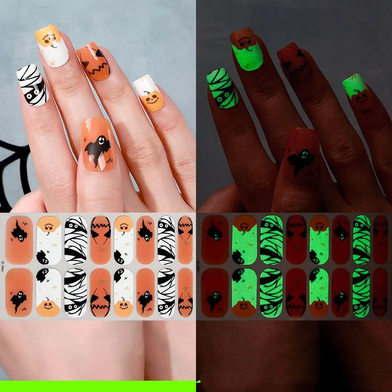 🎃 New Halloween Glow-in-the-Dark Nail Art Stickers 🕷️