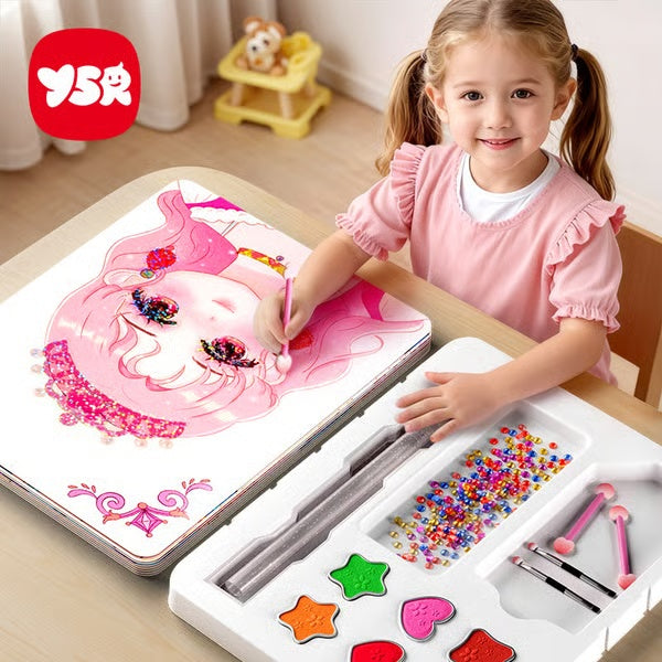 💥 The Best Gift 🎁 Special Diamond Painting & Princess Book Makeup Craft Kits Foil Art Books Set Play on Paper