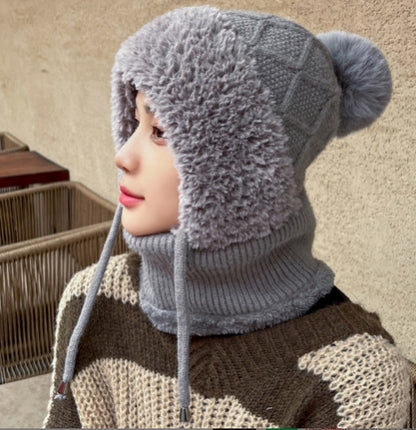 💥 Winter Hot Selling ❄️ Women’s Thermal Knit Hood – Fleece-Lined Winter Hat, Neck Warmer & Face Cover Combo