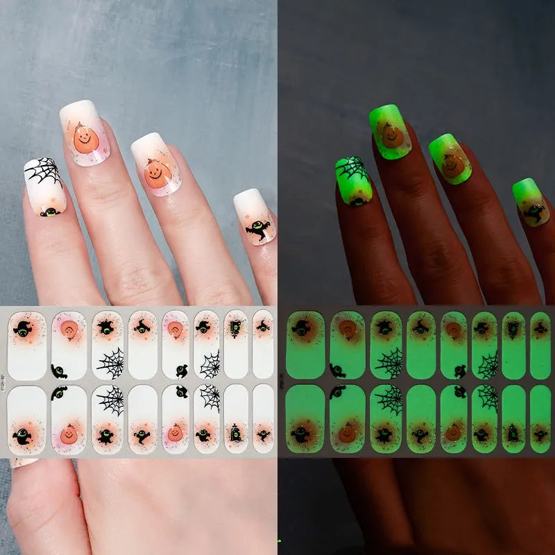 🎃 New Halloween Glow-in-the-Dark Nail Art Stickers 🕷️