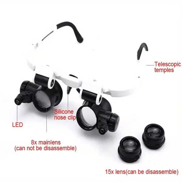 ⏰ Limited time offer ✨ 8X 15x 23x Head Wearing Magnifying Glass with LED Light Headband