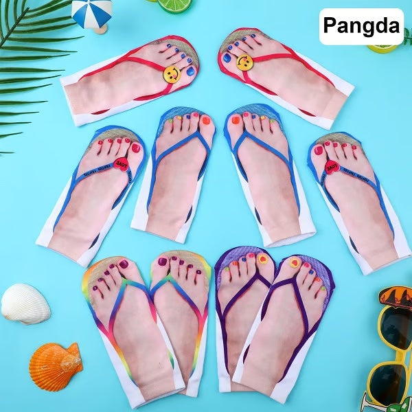 🎁 The Best Gift 🎉 Women Manicure Print Flip Flop Socks