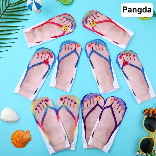 🎁 The Best Gift 🎉 Women Manicure Print Flip Flop Socks