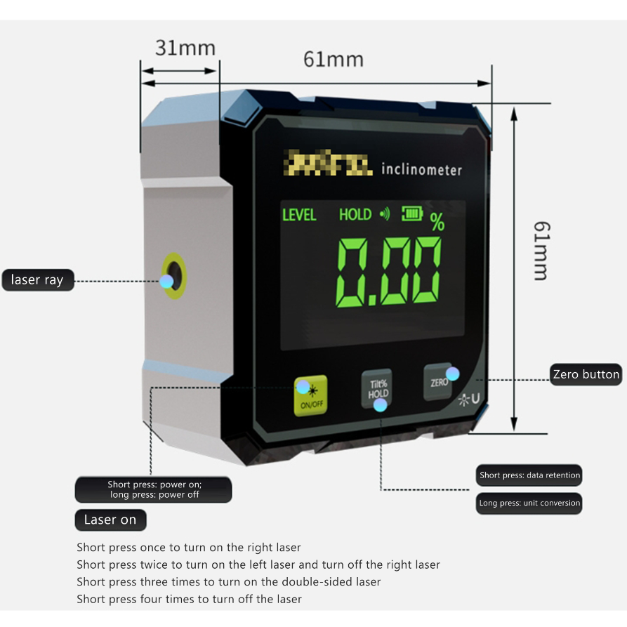 🔥LAST DAY 50%OFF🔥4-Side Magnetic Digital Angle Gauge with Laser