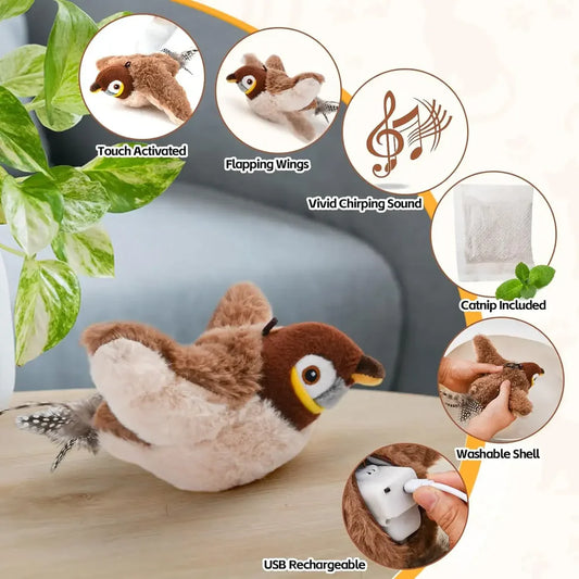 💥 Hot Sale 🐦 Interactive Flapping Bird Cat Toy