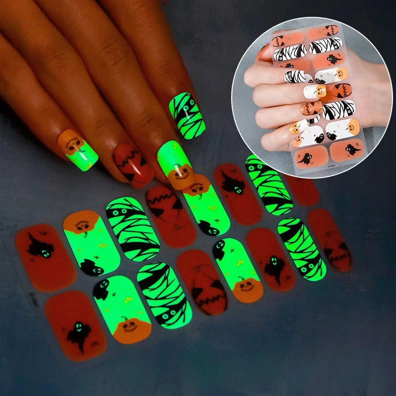 🎃 New Halloween Glow-in-the-Dark Nail Art Stickers 🕷️