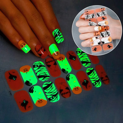 🎃 New Halloween Glow-in-the-Dark Nail Art Stickers 🕷️