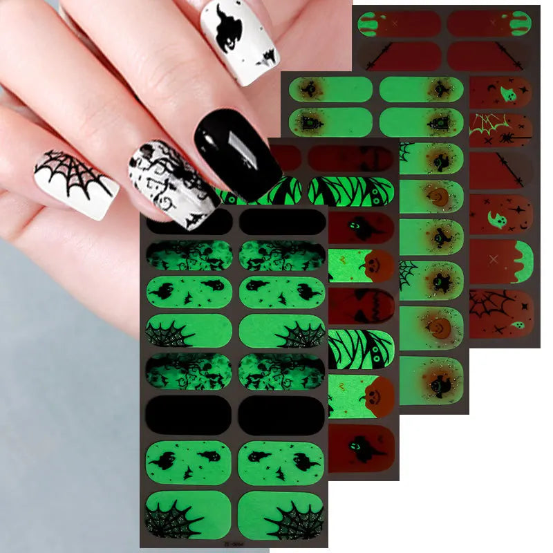 🎃 New Halloween Glow-in-the-Dark Nail Art Stickers 🕷️
