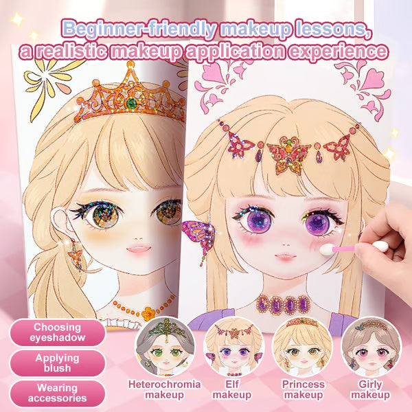 💥 The Best Gift 🎁 Special Diamond Painting & Princess Book Makeup Craft Kits Foil Art Books Set Play on Paper